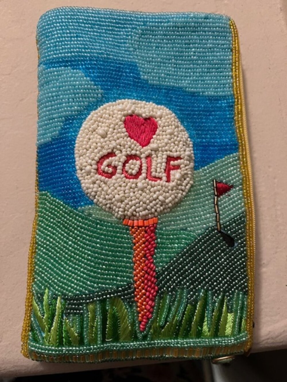 Mary Frances Crossbody Beaded Embroidered Golf Clutch Phone Bag Purse Art - Picture 8 of 9
